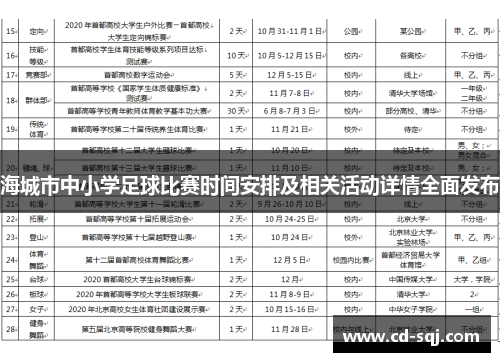 海城市中小学足球比赛时间安排及相关活动详情全面发布